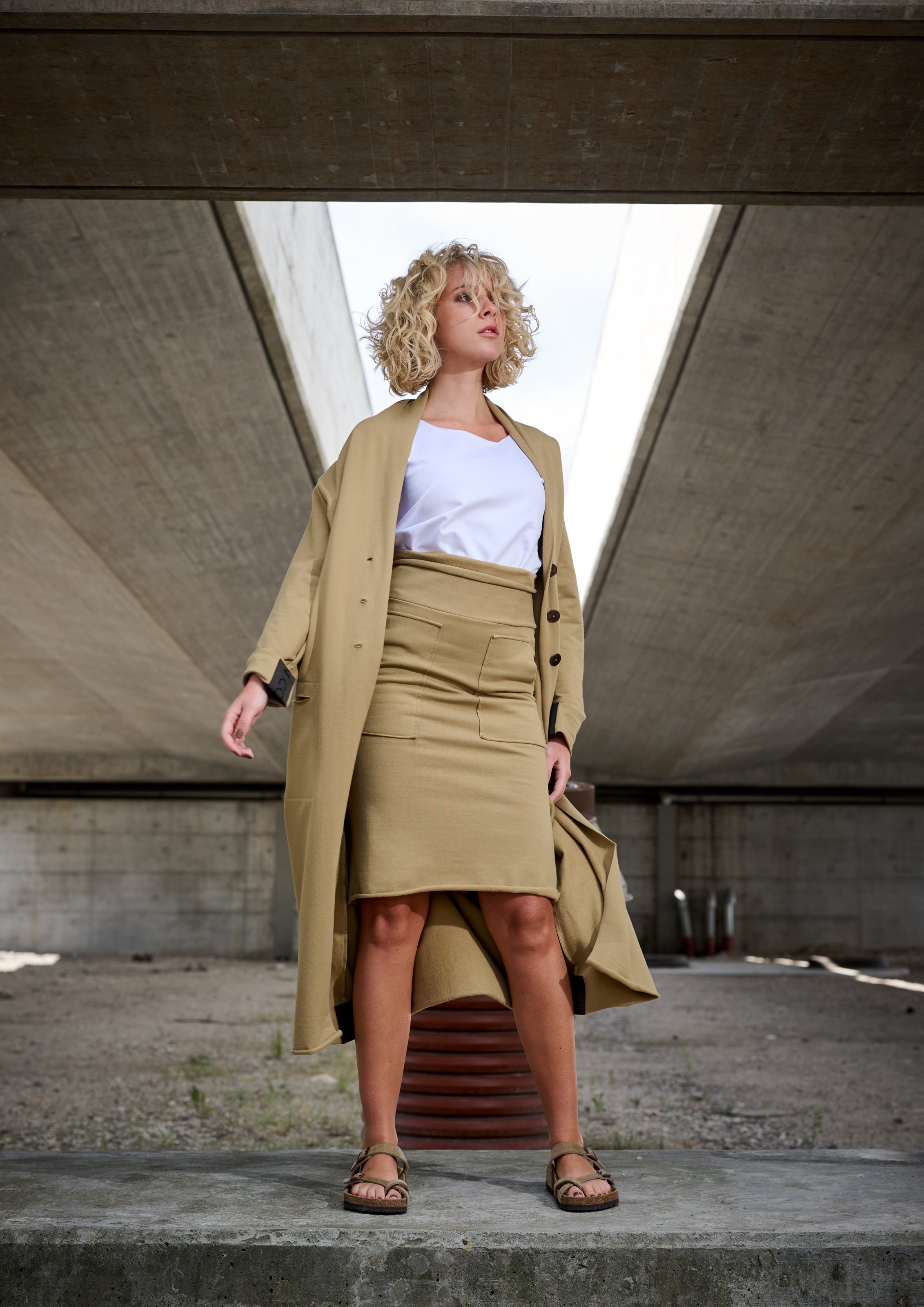 HENRIETTE STEFFENSEN COPENHAGEN SWEAT SKIRT - 73013 NEDERDELE OLIVE 655
