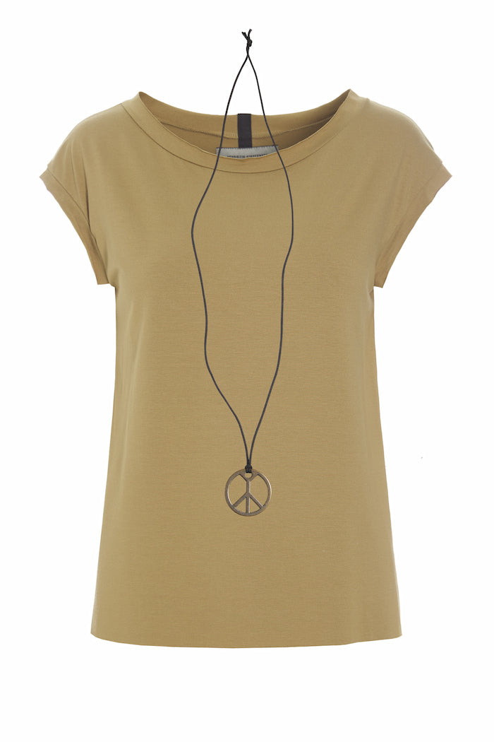 HENRIETTE STEFFENSEN COPENHAGEN TOP W/NECKLACE - 96080 T-SHIRTS OLIVE 655