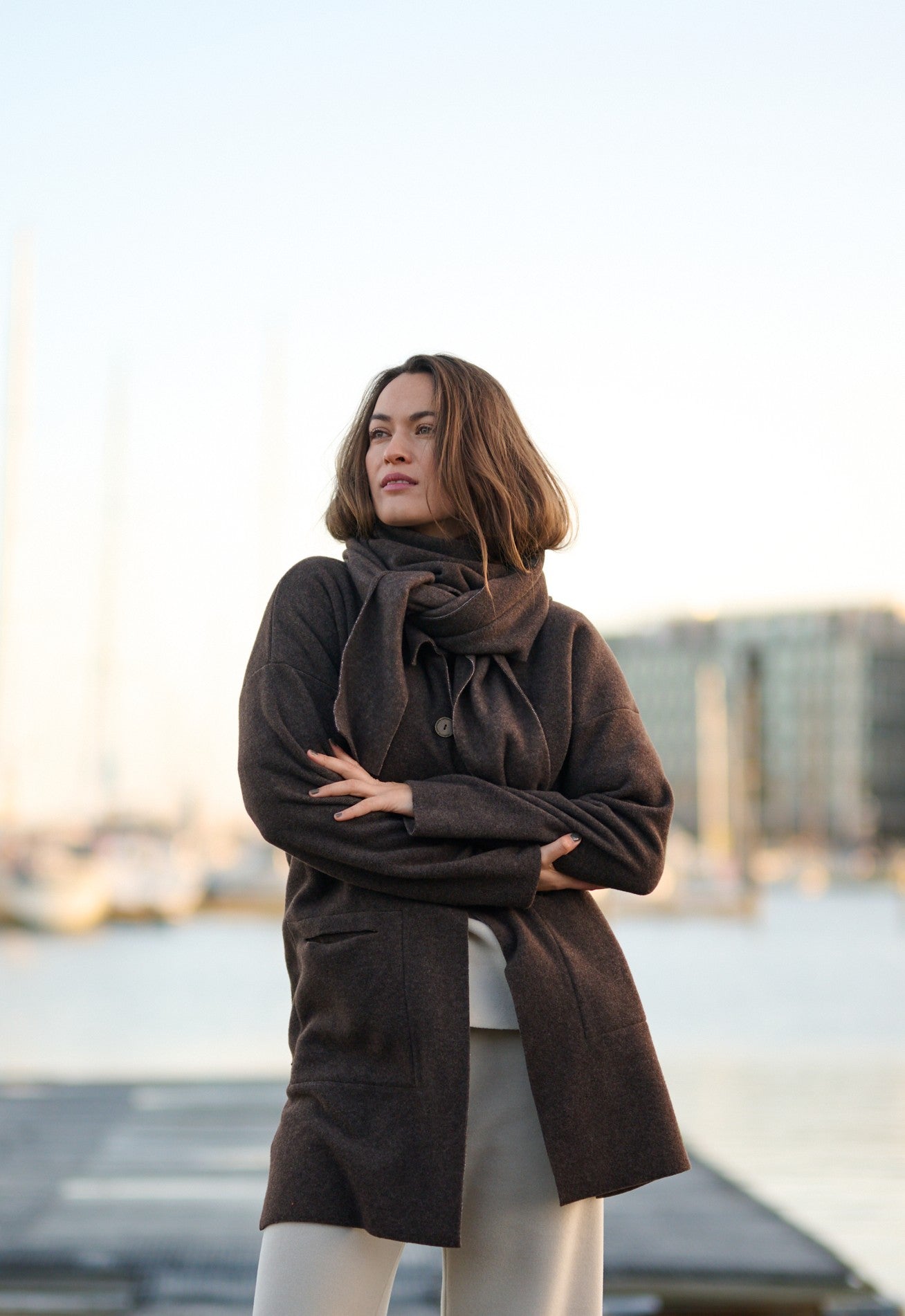 HENRIETTE STEFFENSEN COPENHAGEN TRIANGLE SCARF - 4051 SCARFS CHOKOLATE 844