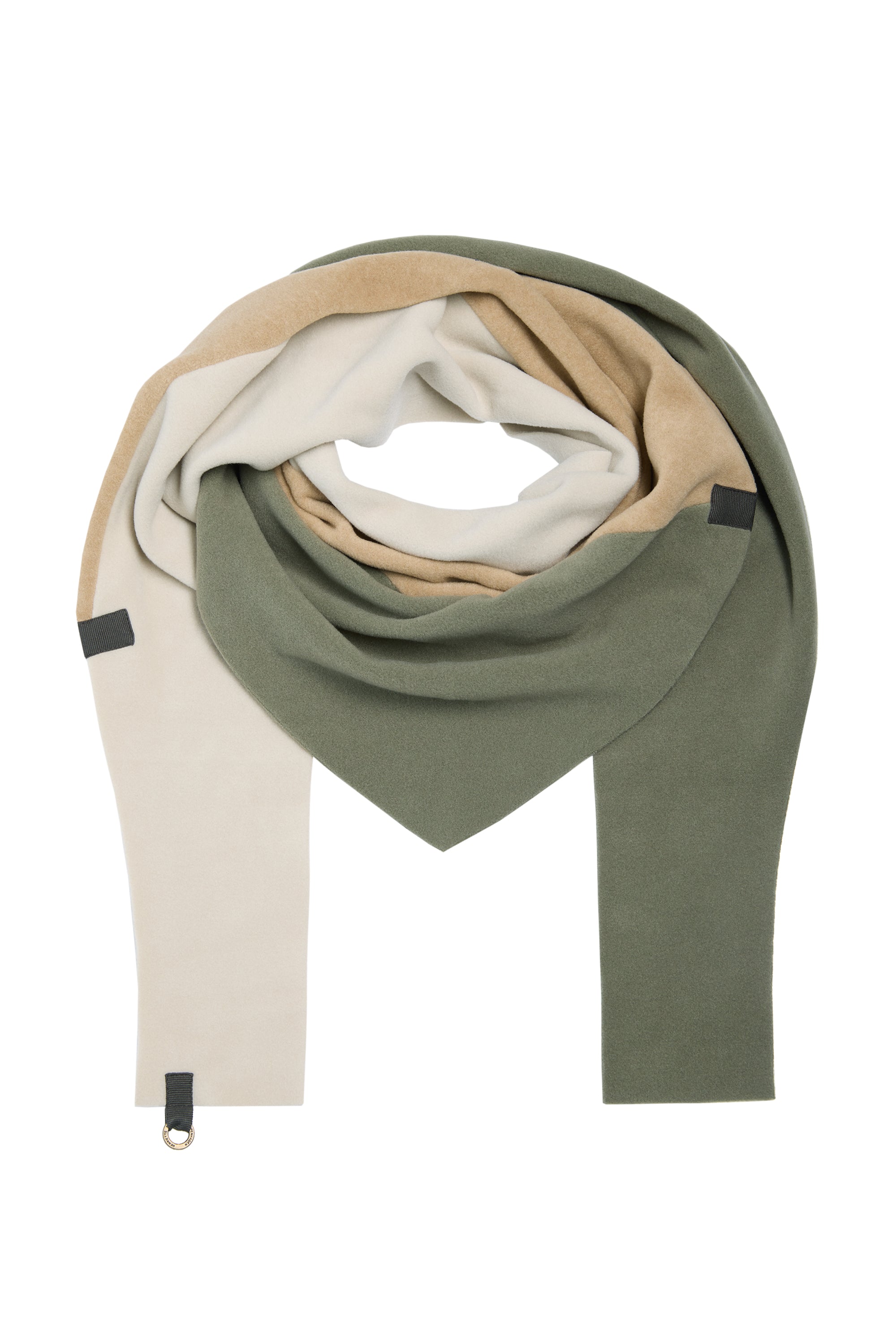HENRIETTE STEFFENSEN COPENHAGEN TRIANGLE SCARF NO WASTE - 4078NW SCARFS DUSTY GREEN /KIT/CAMEL 480