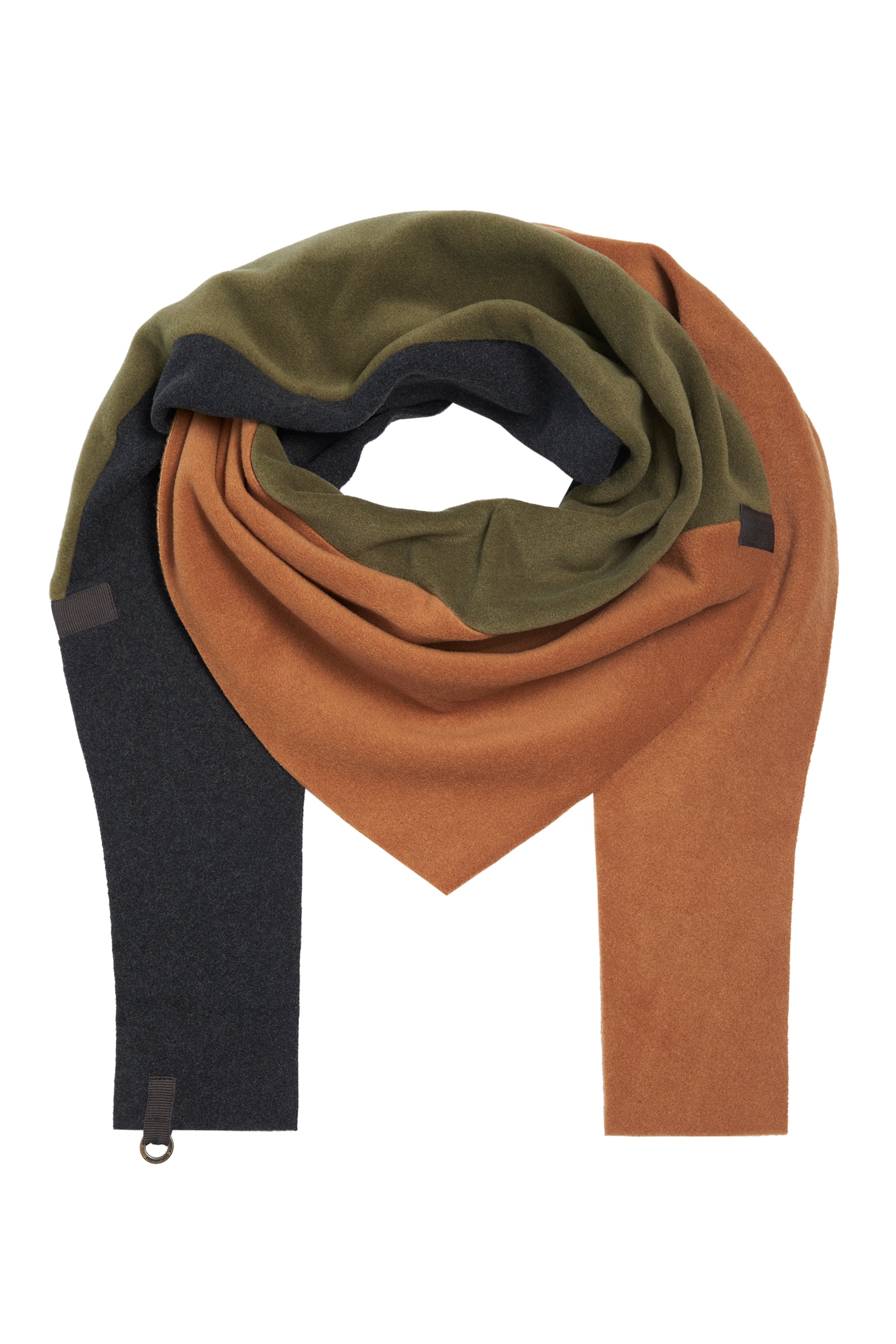 HENRIETTE STEFFENSEN COPENHAGEN TRIANGLE SCARF NO WASTE - 4078NW SCARFS RUST/SOFT BLACK/MOSS 689