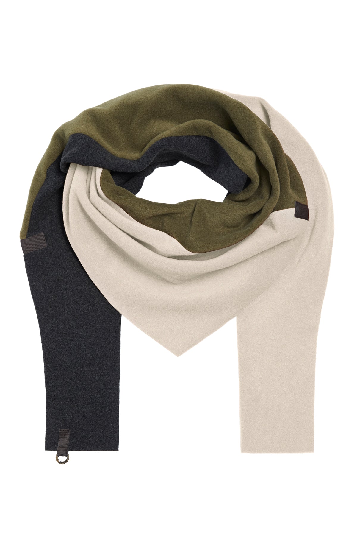 HENRIETTE STEFFENSEN COPENHAGEN TRIANGLE SCARF NO WASTE - 4078 NW SCARFS MOSS/KIT/SOFT BLACK 534
