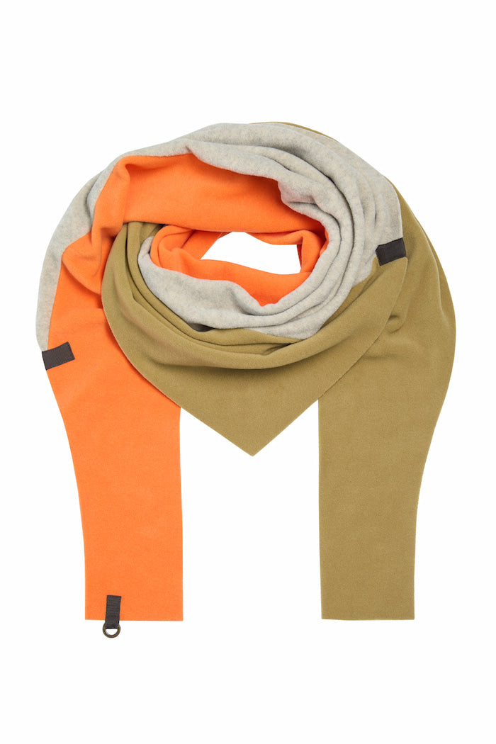 HENRIETTE STEFFENSEN COPENHAGEN TRIANGLE SCARF NO WASTE - 4078 NW SCARFS OLIVE/SAND/ORANGE 462
