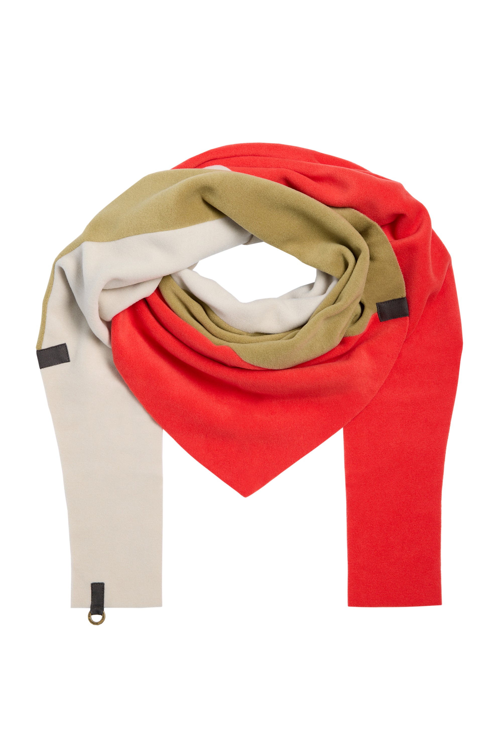 HENRIETTE STEFFENSEN COPENHAGEN TRIANGLE SCARF NO WASTE - 4078 NW SCARFS OLIVE/TOMATO/KIT 321