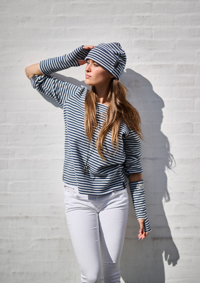HENRIETTE STEFFENSEN COPENHAGEN WRIST WARMERS - 6022 WRIST WARMERS STRIPES DENIM & KIT 667