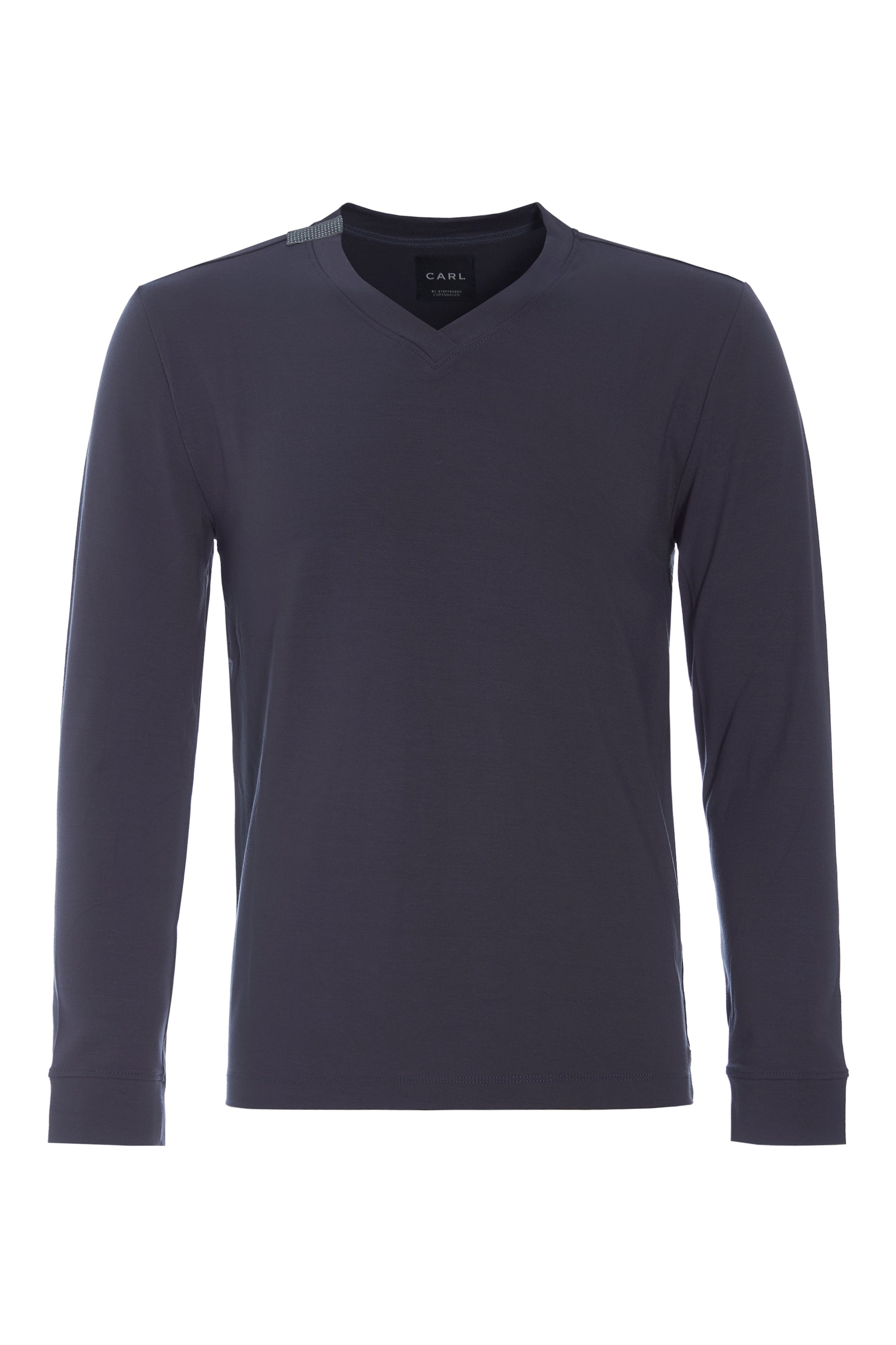 CARL BY STEFFENSEN COPENHAGEN T-SHIRT V-NECK LONG SLEEVE - 1021C T-SHIRTS DEEP BLUE 502