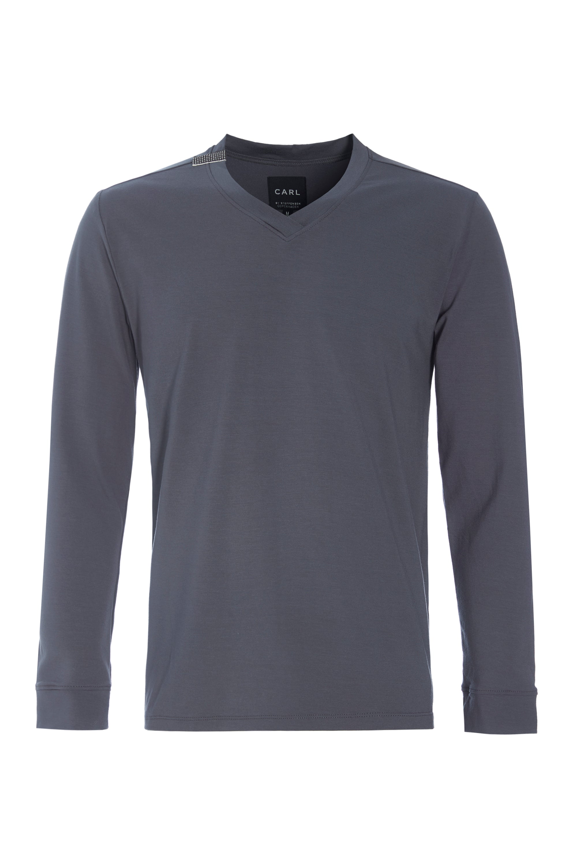 CARL BY STEFFENSEN COPENHAGEN T-SHIRT V-NECK LONG SLEEVE - 1021C T-SHIRTS GREY 905