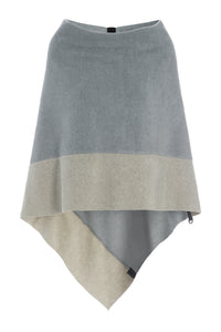2 COLORED PONCHO - 4068 - GREY BLUE/SAND