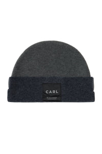 BEANIE W/FOLDED EDGE - 1008C - DEEP BLUE/GREY