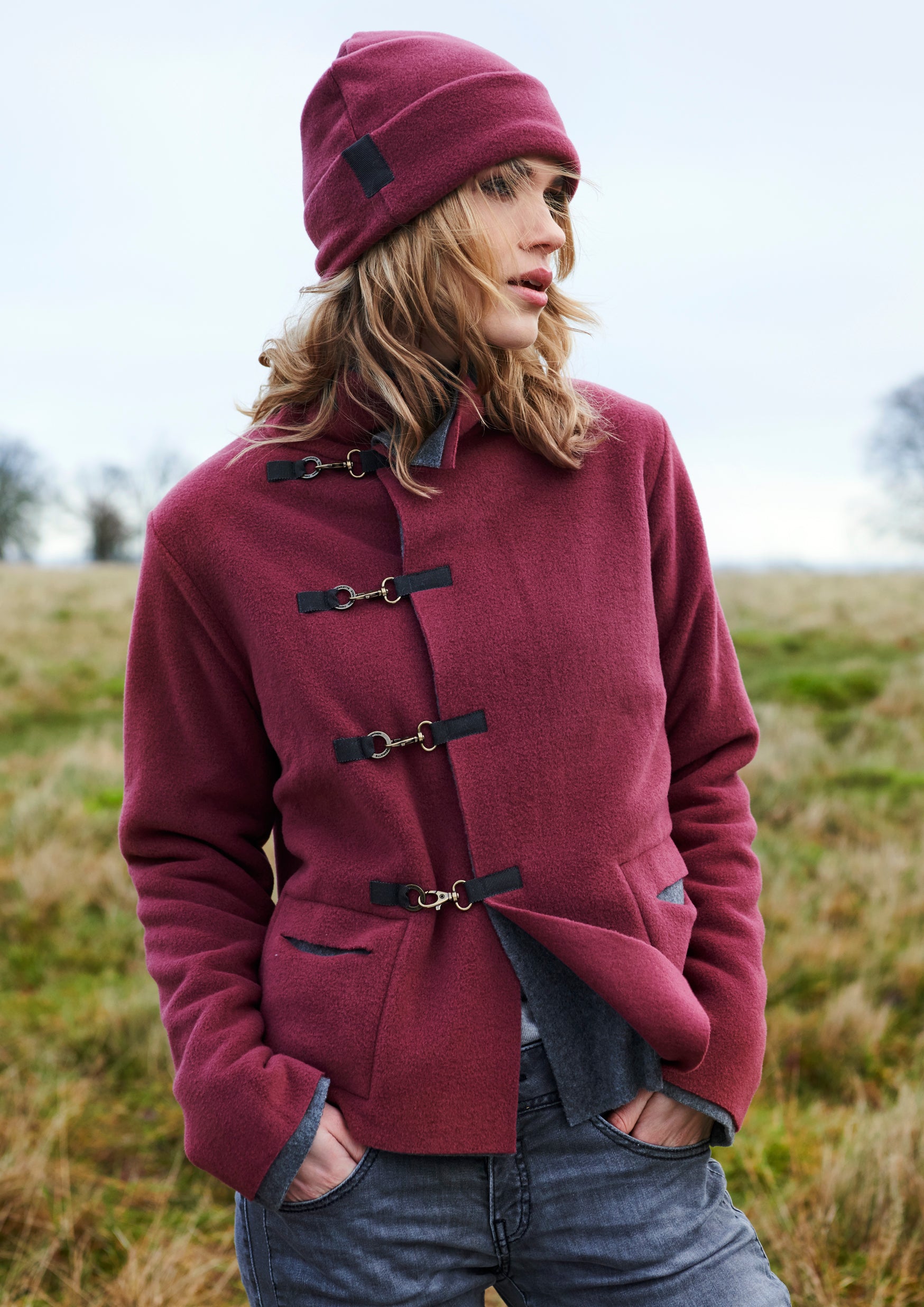 HENRIETTE STEFFENSEN COPENHAGEN BIKER JACKET - 7112 JACKETS GREY/WINE 911