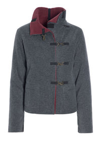 BIKER JACKET - 7112 - GREY/WINE