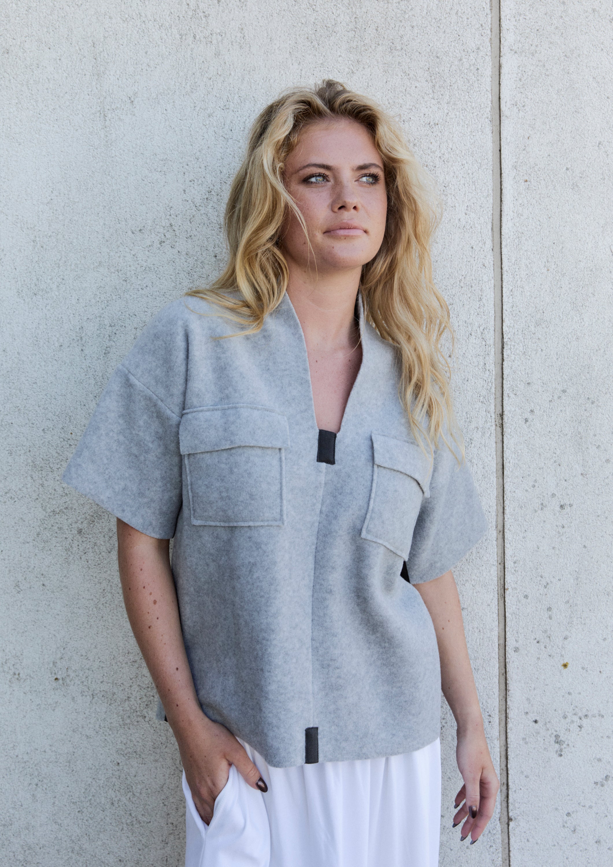 HENRIETTE STEFFENSEN COPENHAGEN BLOUSE - 1374 BLUSER LIGHT GREY 876