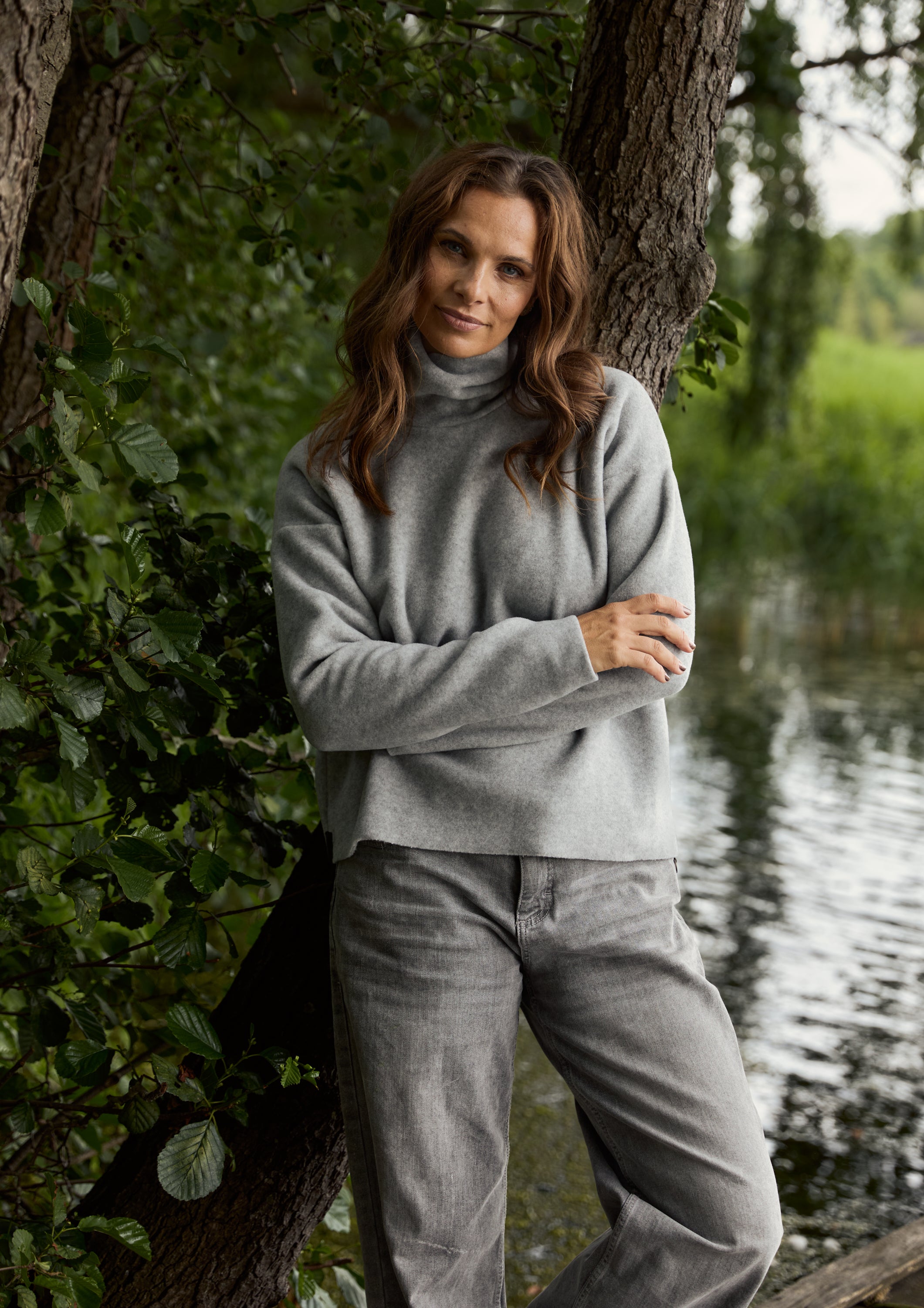 HENRIETTE STEFFENSEN COPENHAGEN BLOUSE HIGH NECK - 1360 BLUSER LIGHT GREY 876