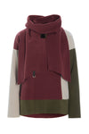 BLOUSE PATCH WITH SCARF - 1412 - BORDEAUX/KIT/MOSS