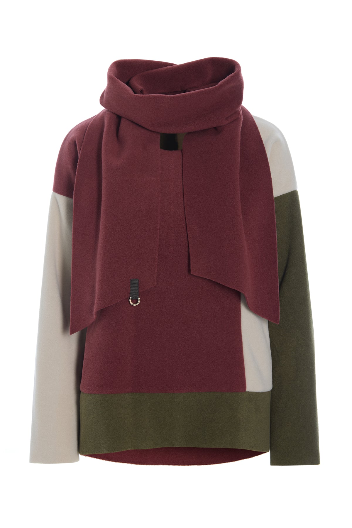 HENRIETTE STEFFENSEN COPENHAGEN BLOUSE PATCH WITH SCARF - 1412 BLUSER BORDEAUX/KIT/MOSS 118