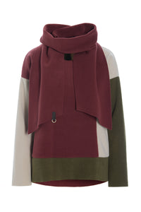 BLOUSE PATCH WITH SCARF - 1412 - BORDEAUX/KIT/MOSS