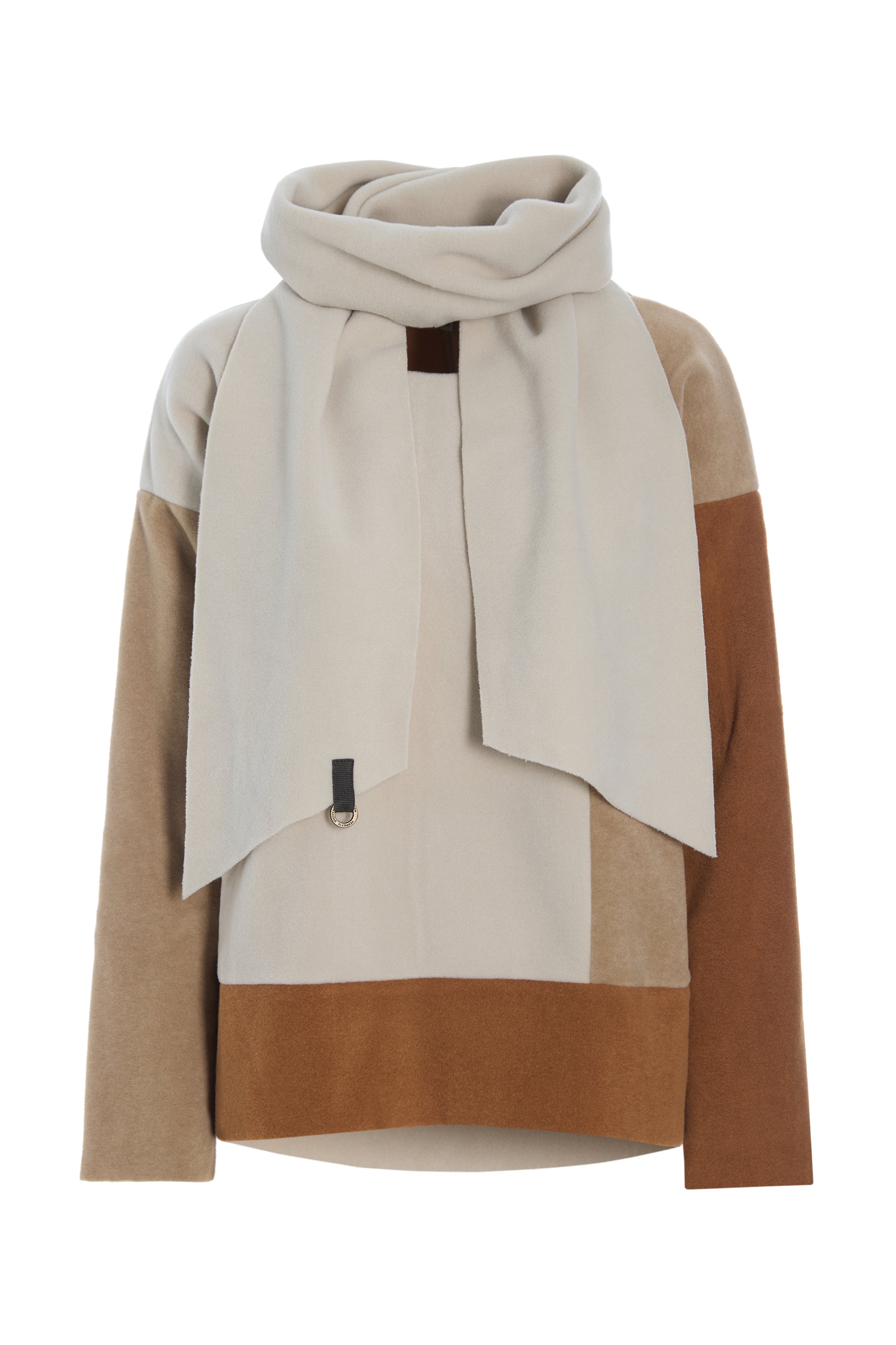 HENRIETTE STEFFENSEN COPENHAGEN BLOUSE PATCH WITH SCARF - 1412 BLUSER CAMEL/KIT/RUST 442