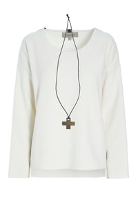 BLOUSE ROUND NECK - 1355 - OFF WHITE