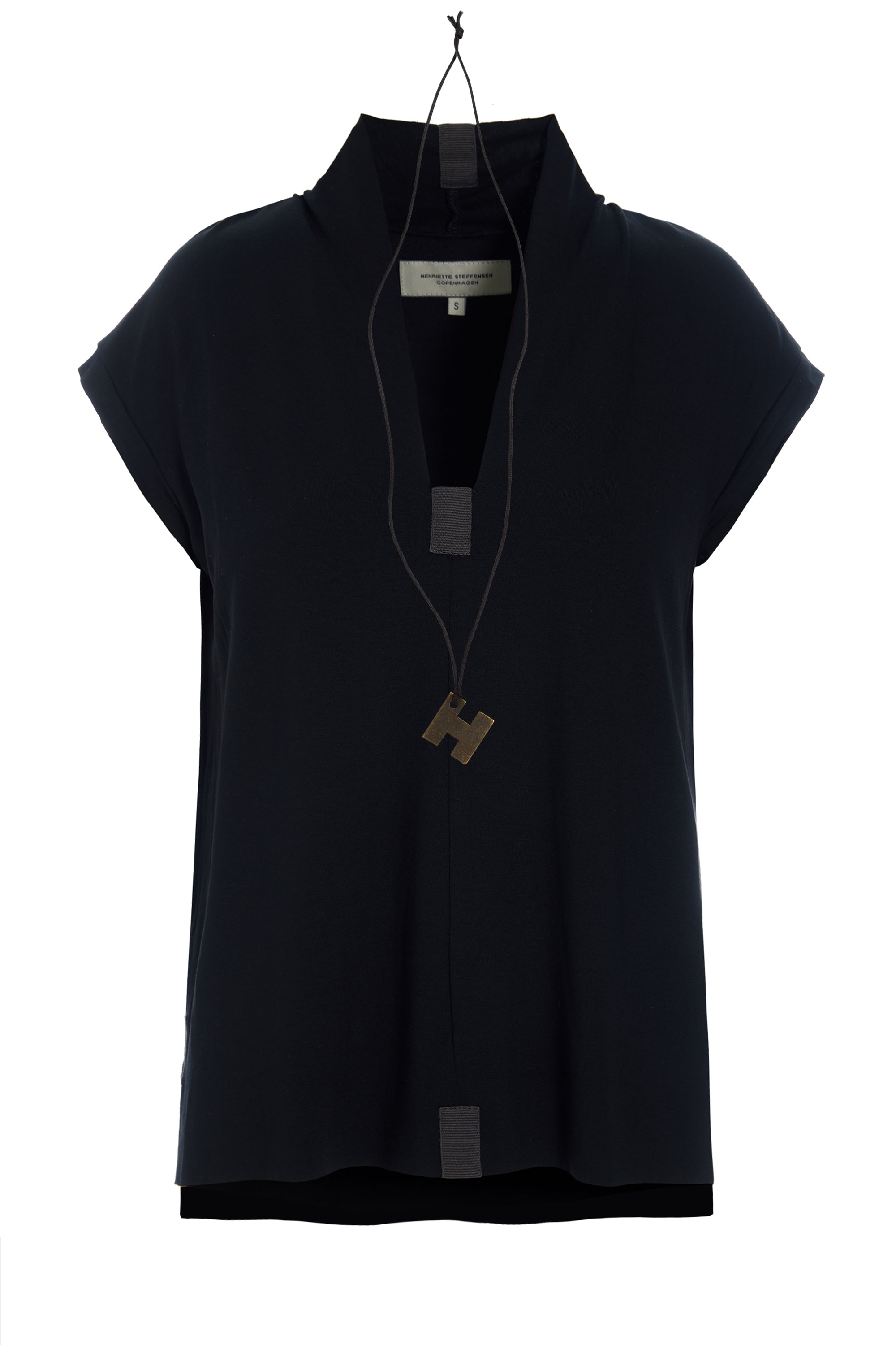 HENRIETTE STEFFENSEN COPENHAGEN BLOUSE V-COLLAR - 96103 T-SHIRTS BLACK 900