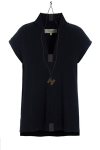 BLOUSE V-COLLAR - 96103 - BLACK