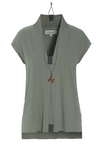 BLOUSE V-COLLAR - 96103 - DUSTY GREEN