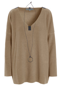BLOUSE V-NECK - 1336 - CAMEL
