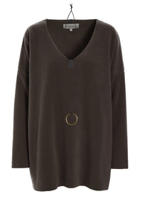 BLOUSE V-NECK - 1336 - CHOCOLATE