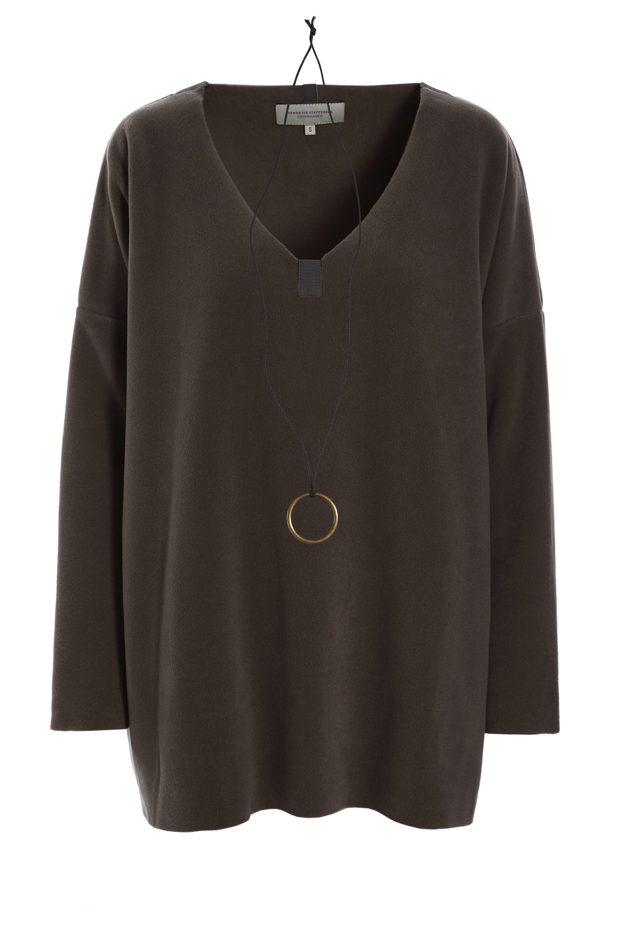 HENRIETTE STEFFENSEN COPENHAGEN BLOUSE V-NECK - 1336 BLUSER CHOKOLATE 844