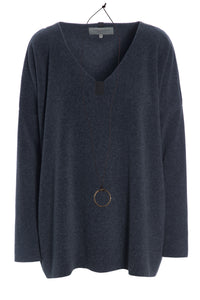 BLOUSE V-NECK - 1336 - DEEP BLUE