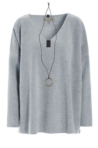 BLOUSE V-NECK - 1336 - LIGHT GREY