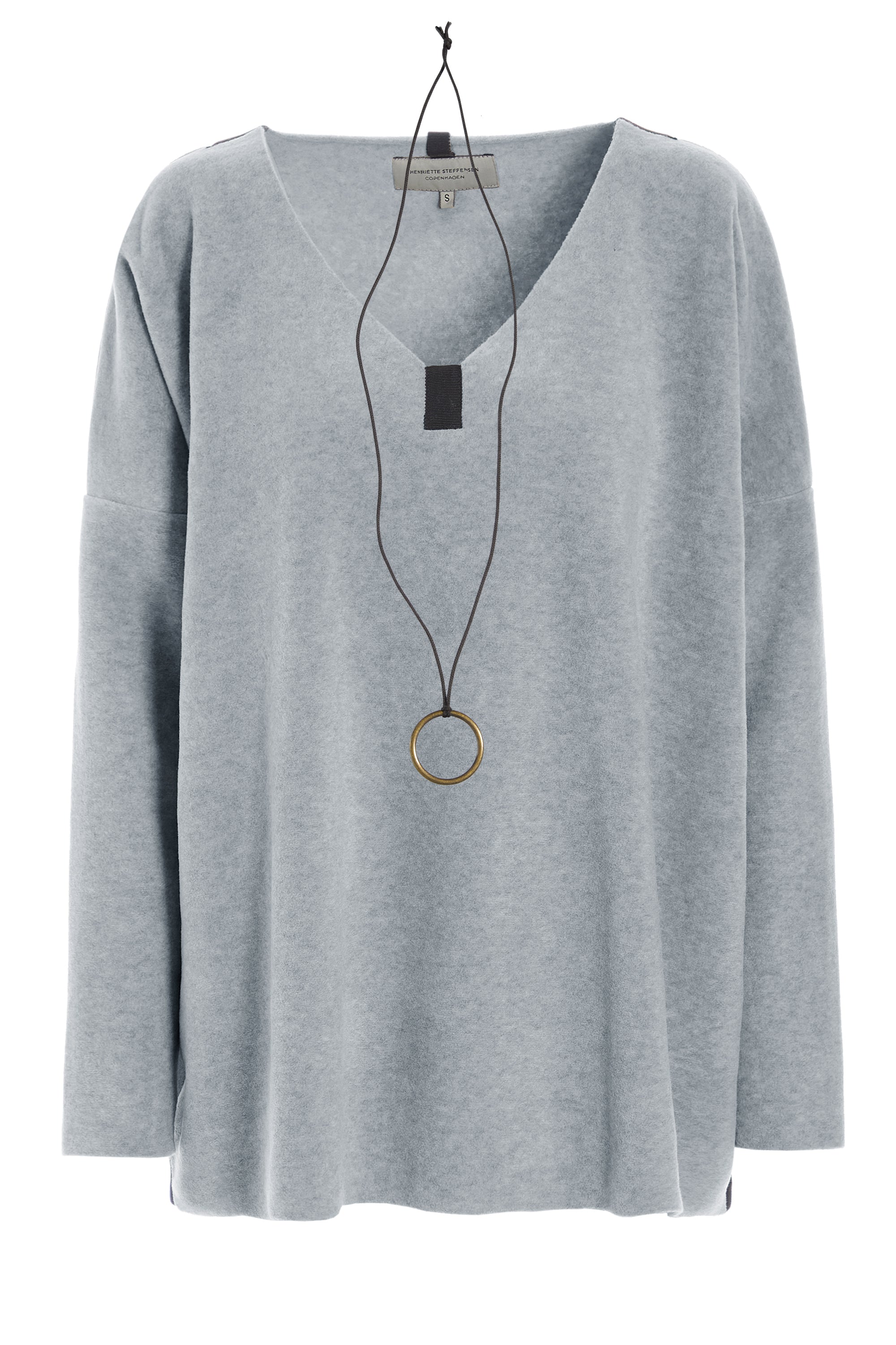 HENRIETTE STEFFENSEN COPENHAGEN BLOUSE V-NECK - 1336 BLUSER LIGTH GREY 876
