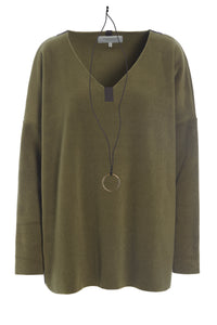 BLOUSE V-NECK - 1336 - MOSS