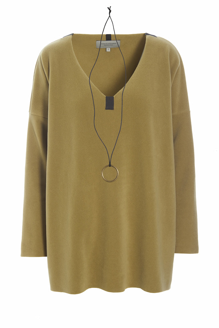 HENRIETTE STEFFENSEN COPENHAGEN BLOUSE V-NECK - 1336 BLUSER OLIVE 655