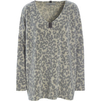 BLOUSE V-NECK - 1336P - LEOPARD grey