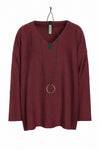 BLOUSE V-NECK - 1410 - BORDEAUX