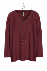 BLOUSE V-NECK - 1410 - BORDEAUX