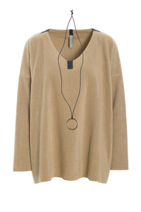 BLOUSE V-NECK - 1410 - CAMEL