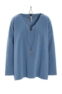 BLOUSE V-NECK - 1410 - DUSTY BLUE