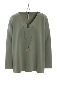 BLOUSE V-NECK - 1410 - DUSTY GREEN