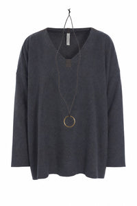 BLOUSE V-NECK - 1410 - SOFT BLACK