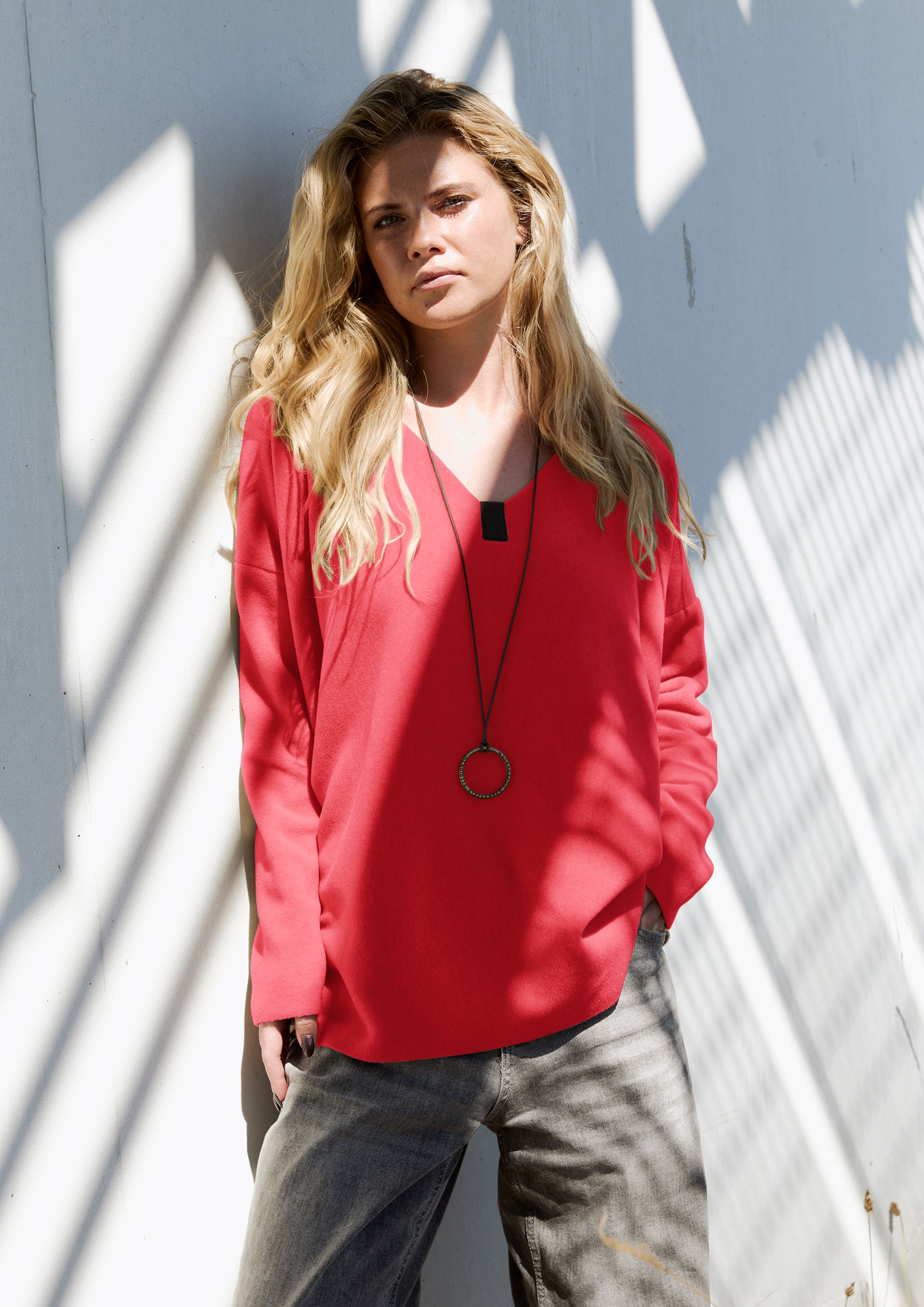 HENRIETTE STEFFENSEN COPENHAGEN BLOUSE V-NECK - 1410 BLUSER SUNSET PINK 357