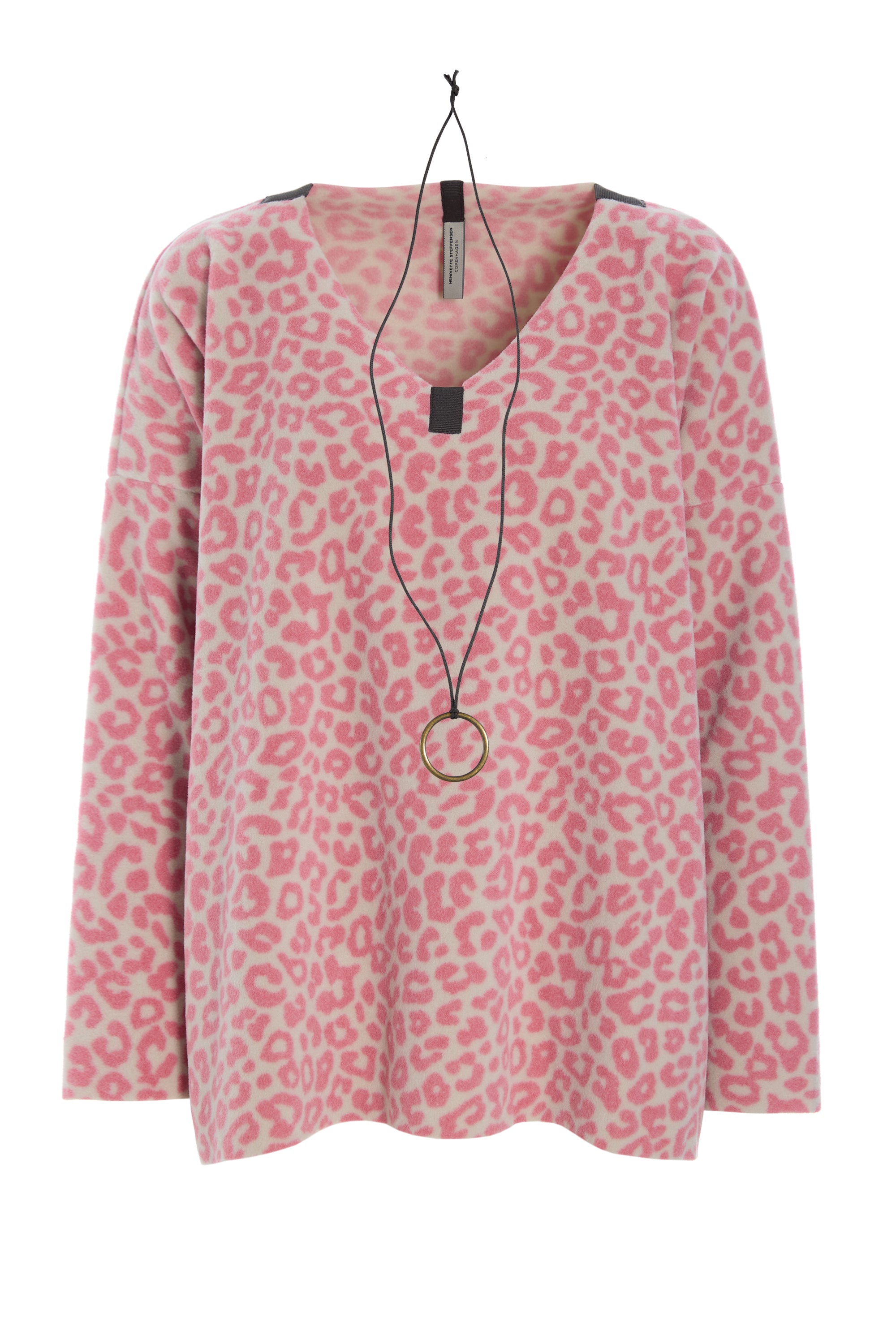 HENRIETTE STEFFENSEN COPENHAGEN BLOUSE V-NECK - 1410P BLUSER PINK LEO 358