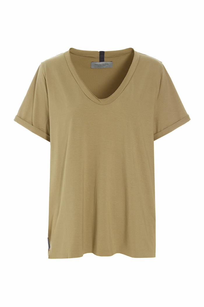 HENRIETTE STEFFENSEN COPENHAGEN BLOUSE V-NECK - 96082 T-SHIRTS OLIVE 655