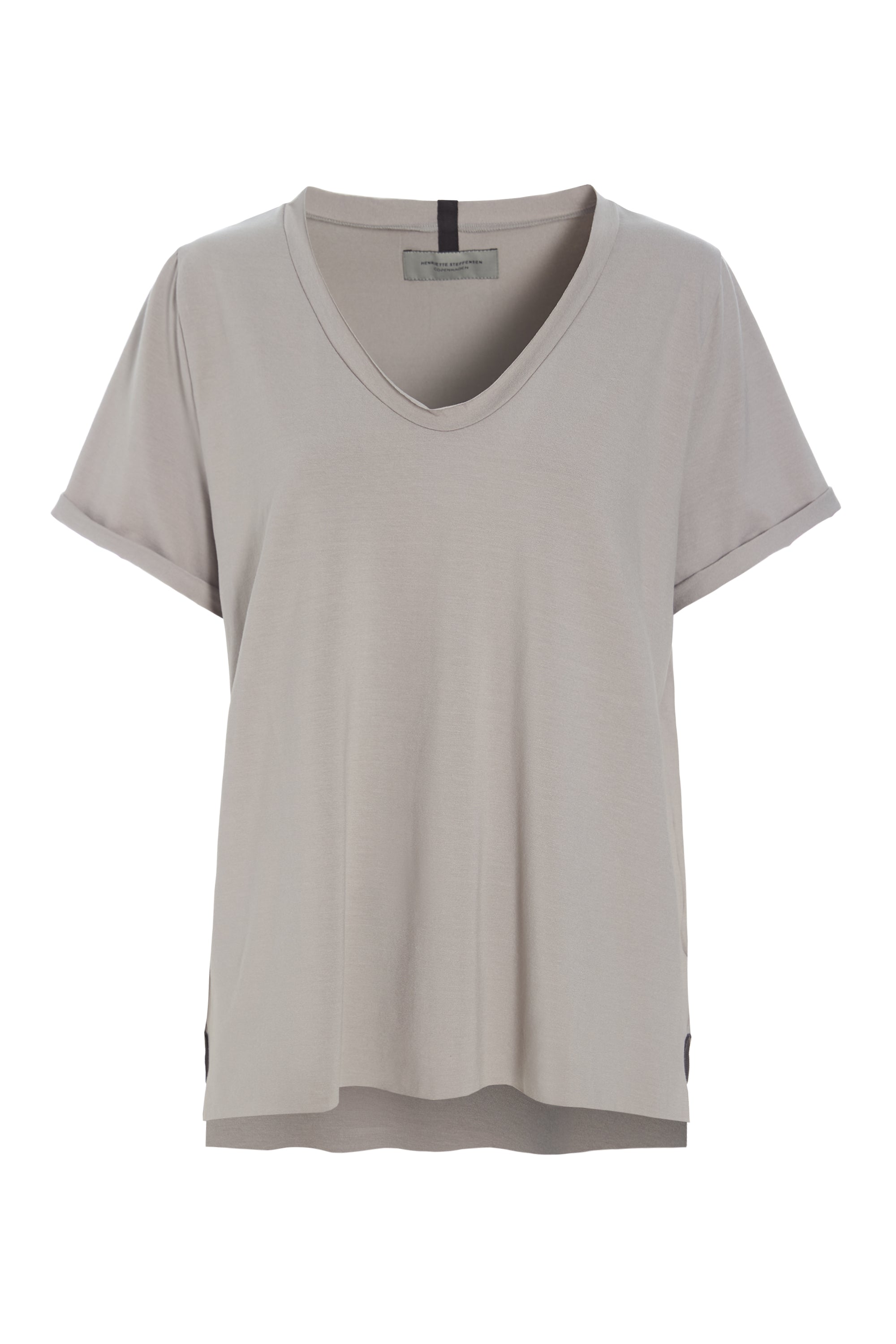 HENRIETTE STEFFENSEN COPENHAGEN BLOUSE V-NECK - 96082 T-SHIRTS SAND 805