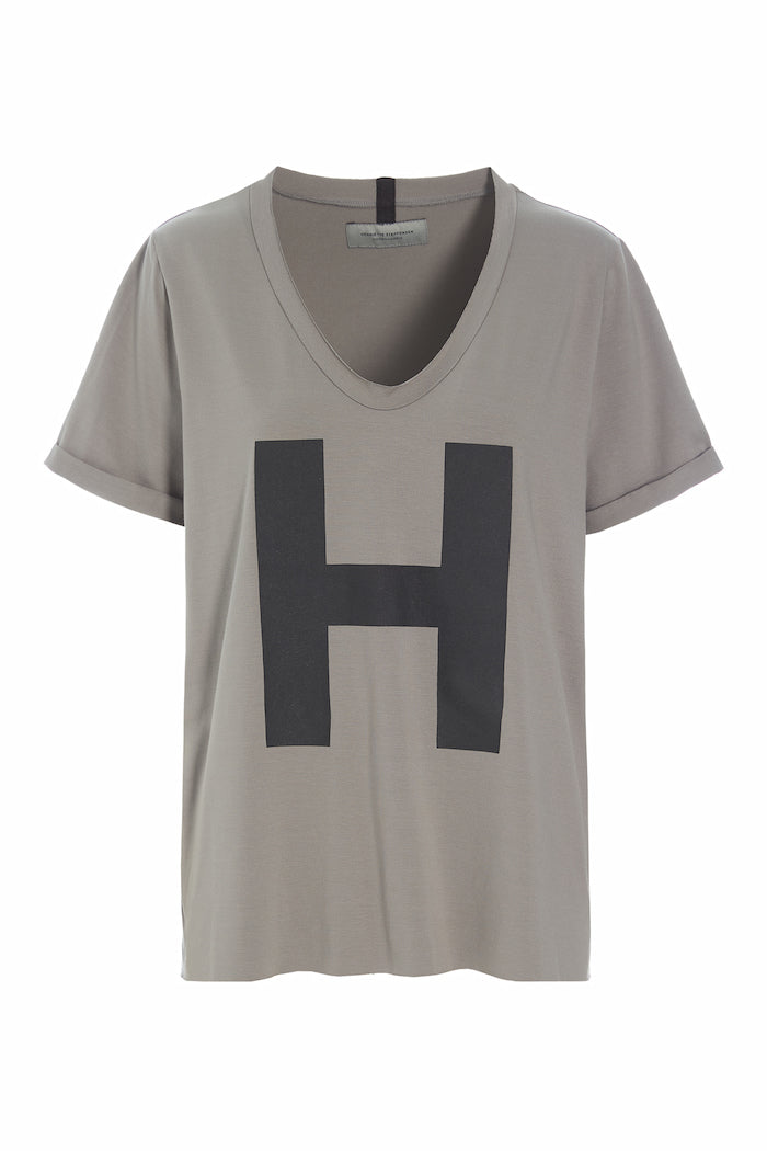 HENRIETTE STEFFENSEN COPENHAGEN BLOUSE V-NECK H PRINT - 96082H T-SHIRTS ELEPHANT 654