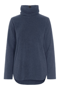 BLOUSE WITH HIGH NECK - 1348 - EVENING BLUE