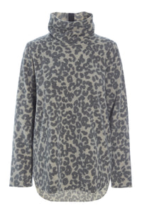 BLOUSE WITH HIGH NECK - 1348P - LEOPARD grey