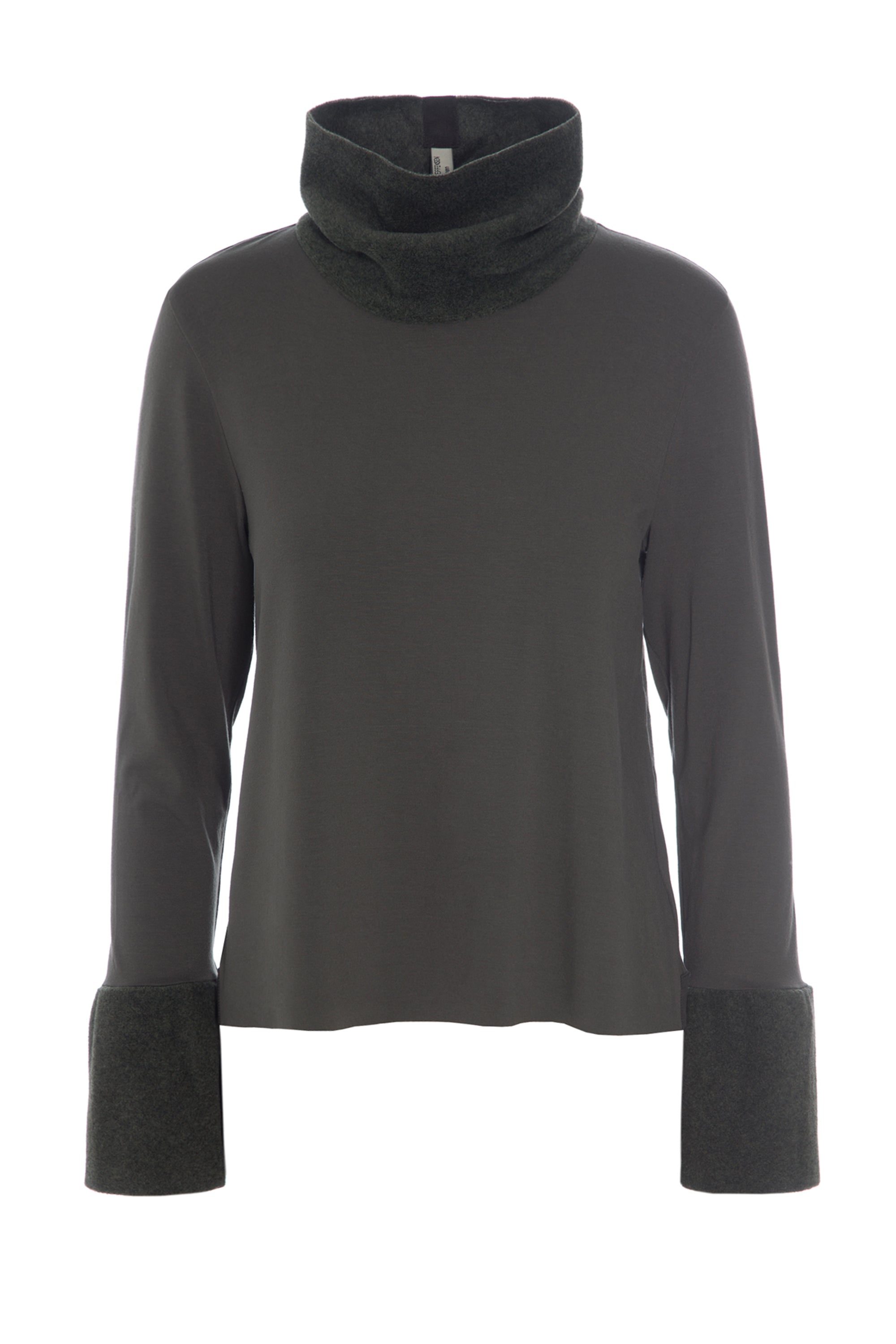 HENRIETTE STEFFENSEN COPENHAGEN BLOUSE WITH HIGH NECK - 6037MIX BLUSER FORREST/FORREST 601