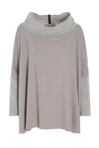 BLOUSE WITH OPEN NECK - 1319MIX - SAND/SAND