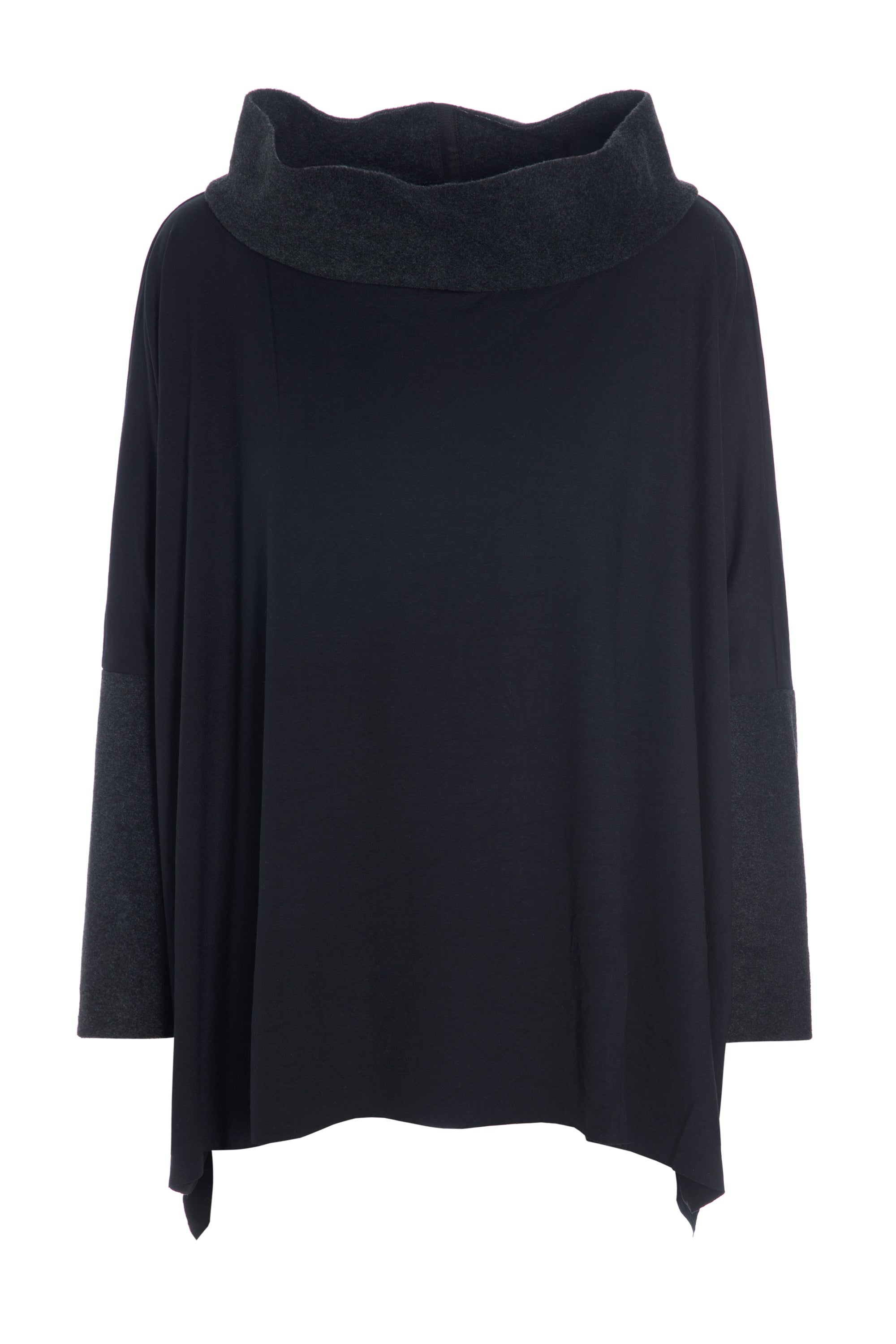 HENRIETTE STEFFENSEN COPENHAGEN BLOUSE WITH OPEN NECK - 1319MIX  SOFT BLACK/BLACK 915